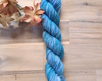 Yarn Destash - 50g Skein, Fiber Fusion Superwash Merino and Nylon, Sock Yarn Colorful Sea Blue Fingering Weight