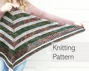 Knitting Pattern/ Shawl Knitting Pattern/ Colorwork Wrap/ Lace Knitting/ Cold Weather Shawl/ DK/ Forest Maiden Shawl/ Intermediate Knitwear