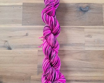 Yarn Destash - Mini Skein 40g Skein of Sock Yarn, Superwash Merino and Nylon Sock, Bright Pink Variegated