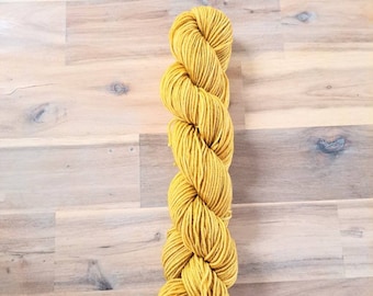 Yarn Destash - 50g DK Weight Skein, Superwash Merino Gold Yellow Luxury Yarn Hand-Dyed