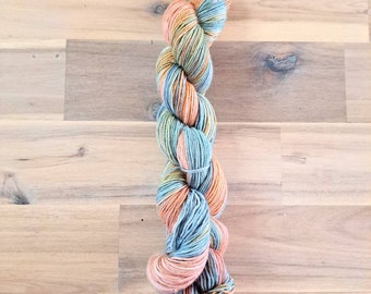 Yarn Destash - 50g Skein, Superwash Merino and Nylon Variegated, Blue, Green, and Pink Light Pastel Sock Yarn