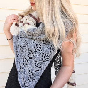 Eudaemonia Schal/ mittleres Strickmuster/ Lace Schal Anleitung mit Tabelle/ Fingering Weight Schal