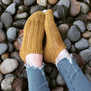Braided Cable Sock Knitting Pattern/ Ankle Length Lace Sock/ The Matchgirl Socks/ Intermediate Knitting Pattern