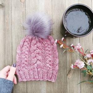 Braided Cable Beanie Knitting Pattern/ DK, Bulky, and Worsted/ Child and Adult Size/ Knit Hat Women&#39;s/ Toque Winter Knitted/ The Haley