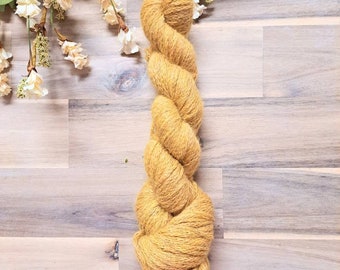 Yarn Destash - 50g Skein Mustard Yellow Chainette Yarn, Superwash Merino, Silk DK Weight