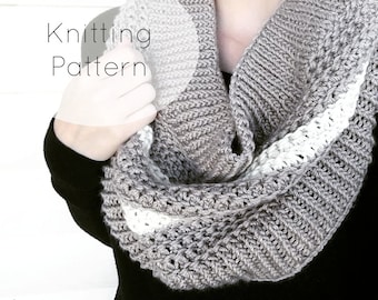 Easy Cowl Knitting Pattern/ Womens Striped Cowl Knitting Pattern/ Infinity Scarf Pattern/ Winter Accessories Knitted Pattern/ The Vienna Cow