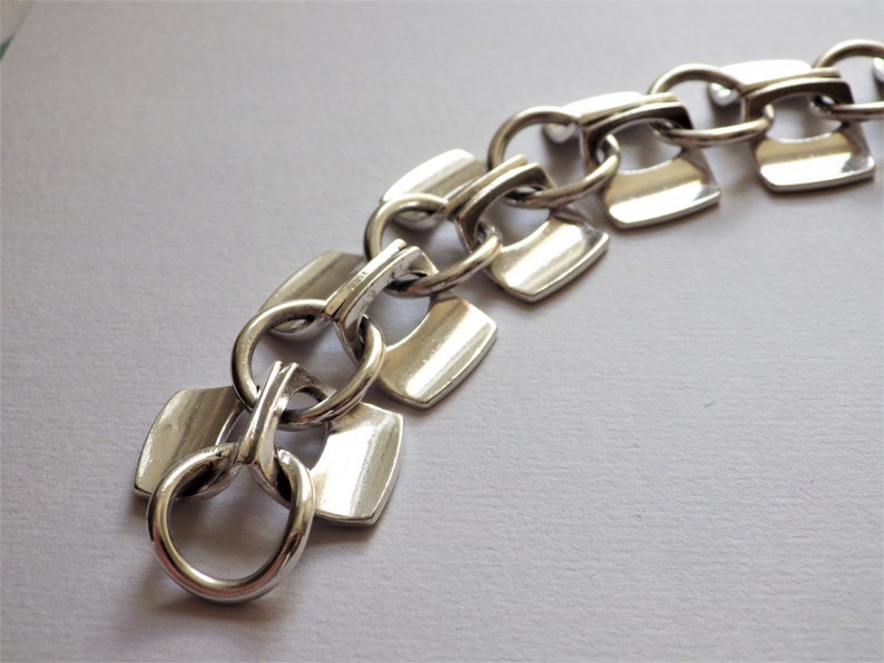 Alton Sweden Heavy Sterling Silver Modernist Link Bracelet K Etsy