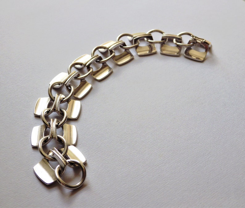 Alton Sweden Heavy Sterling Silver Modernist Link Bracelet K Palmberg