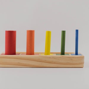 Dowel sorter Cylinder blocks Montessori learning toy Cylinder puzzle image 2