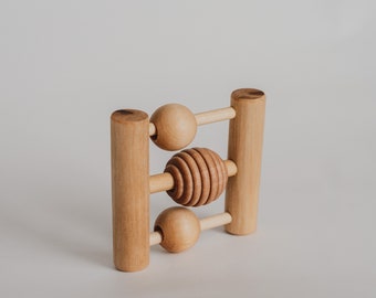 Sliding Bead Rattle | Wooden rattle with beads | Baby rattle