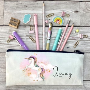 Girls Personalised Pencil Case, Pink Unicorn Stationary, Unicorn Pencil Case, School Pencil Case, Girls Stationary, Pink Pencil Holder