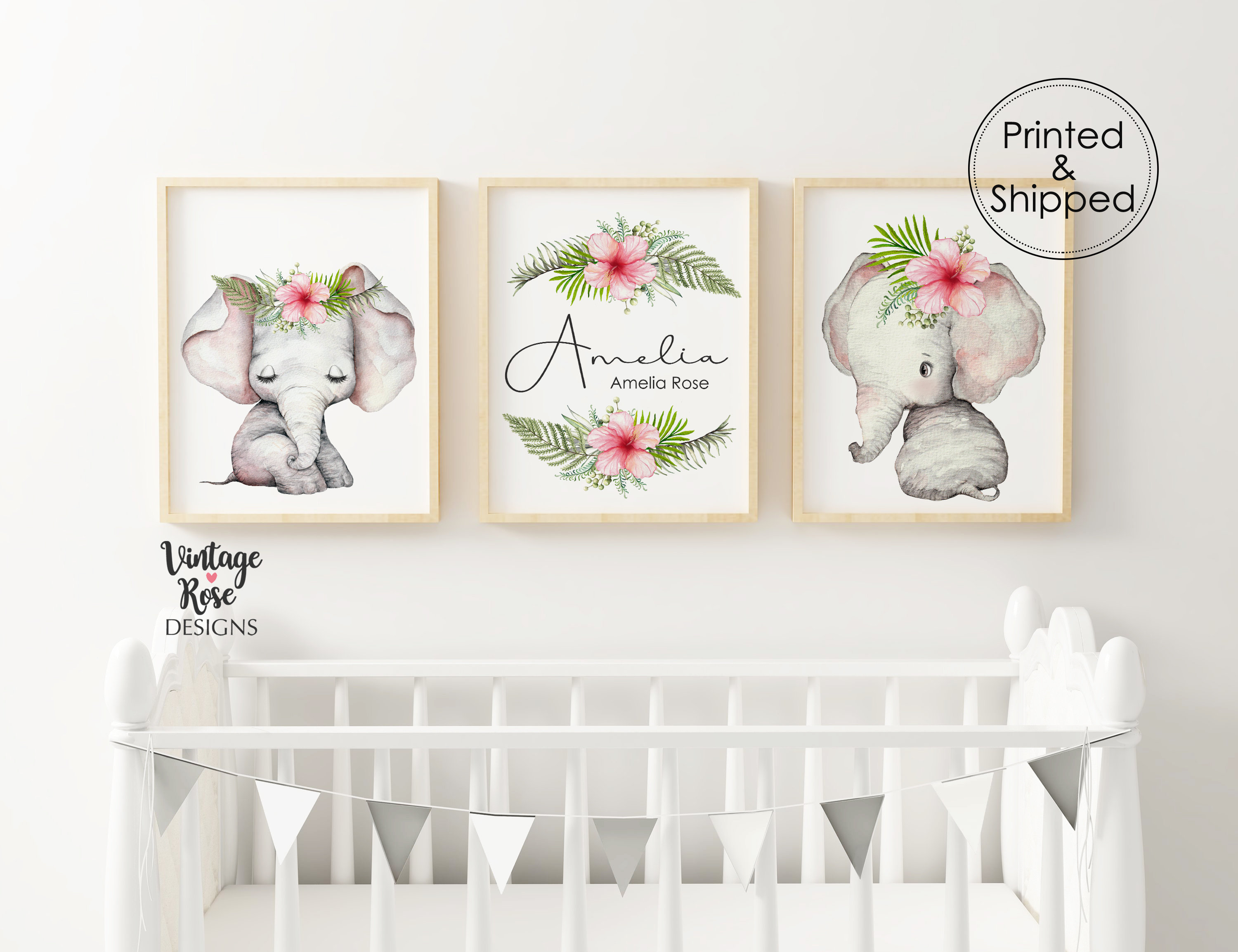 Set of 3 Nursery Prints, Elephant Nursery Print, Elephant Nursery Decor ...