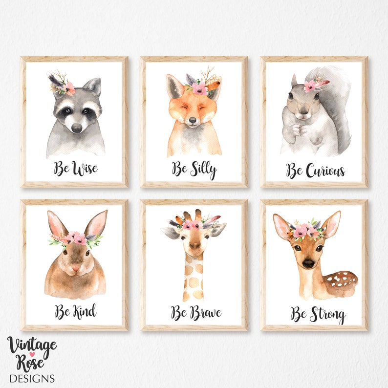 Animal Wall Art Woodland Nursery Decor Woodland Animals Etsy