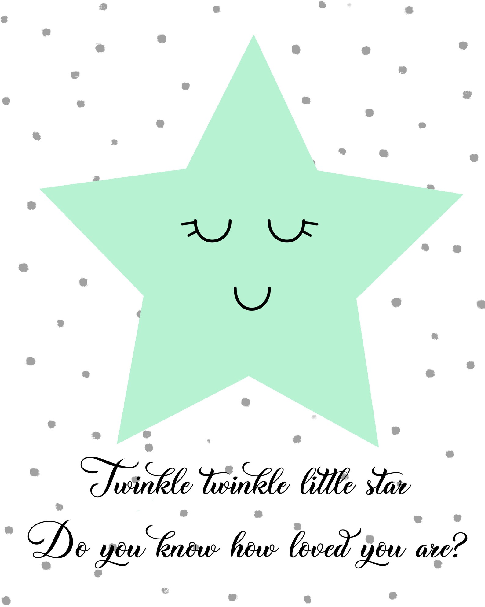 Nursery Print Wall Art Mint Green and Grey Print Twinkle Etsy