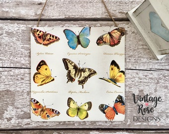Butterflies Wall Art, Wooden Hanging Plaque, Insect Wall Decor, Butterfly Theme Room Decor, Wall Decor for a Small Space, Butterfly Lover
