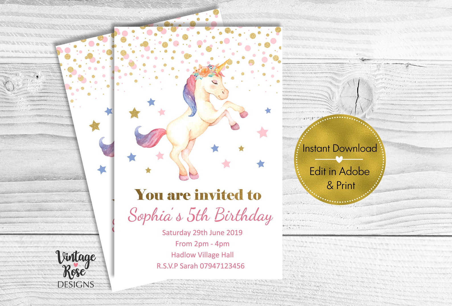 Unicorn Party Invitation Unicorn Girls Birthday Party Etsy