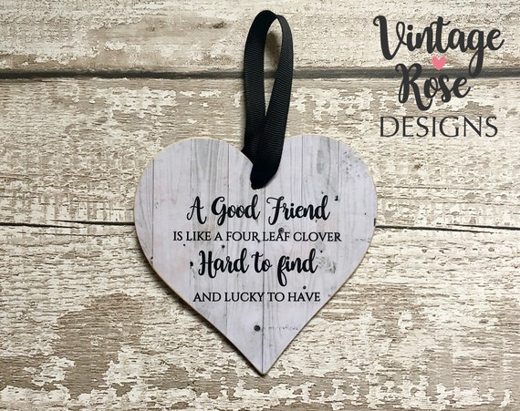 Friends Are Like Four-Leaf Clovers Wooden Friendship Hanging Plaque