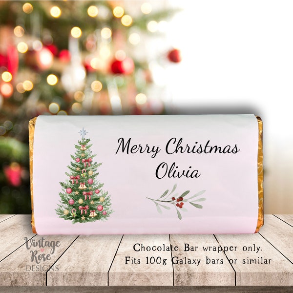 Christmas Chocolate Bar Wrapper, Personalised Chocolate Wrapper, Personalised Christmas Gift, Small Christmas Gift, Cheap Christmas Gift