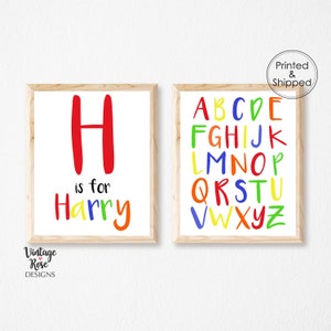 Alphabet Print, Alphabet Name Art, Nursery Alphabet Print, Alphabet Poster, Colourful Prints,  Set of 2 Nursery Prints, Personalised Name