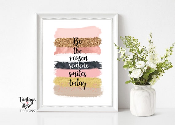 Pink and Gold Print, Brush Strokes Art, Positive Quote, Rose  display picture 1