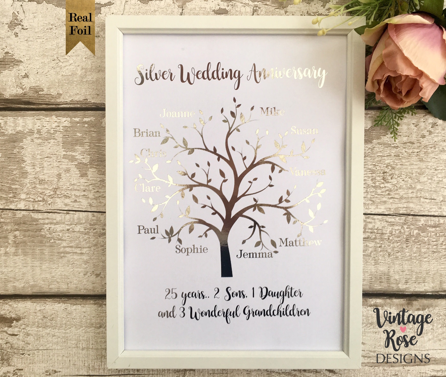 Personalised Silver Wedding Anniversary Card - 25 Amazing Years - A6 / Silver