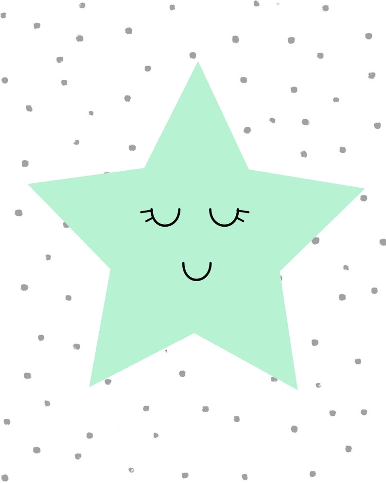 Nursery Print Wall Art Mint Green and Grey Print Twinkle Etsy