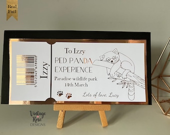 Red Panda Experience Gift Voucher, Animal Feeding, Zoo Voucher, Foiled Fake Ticket, Panda Feeding, Gift for Animal Lover, Kids Gift