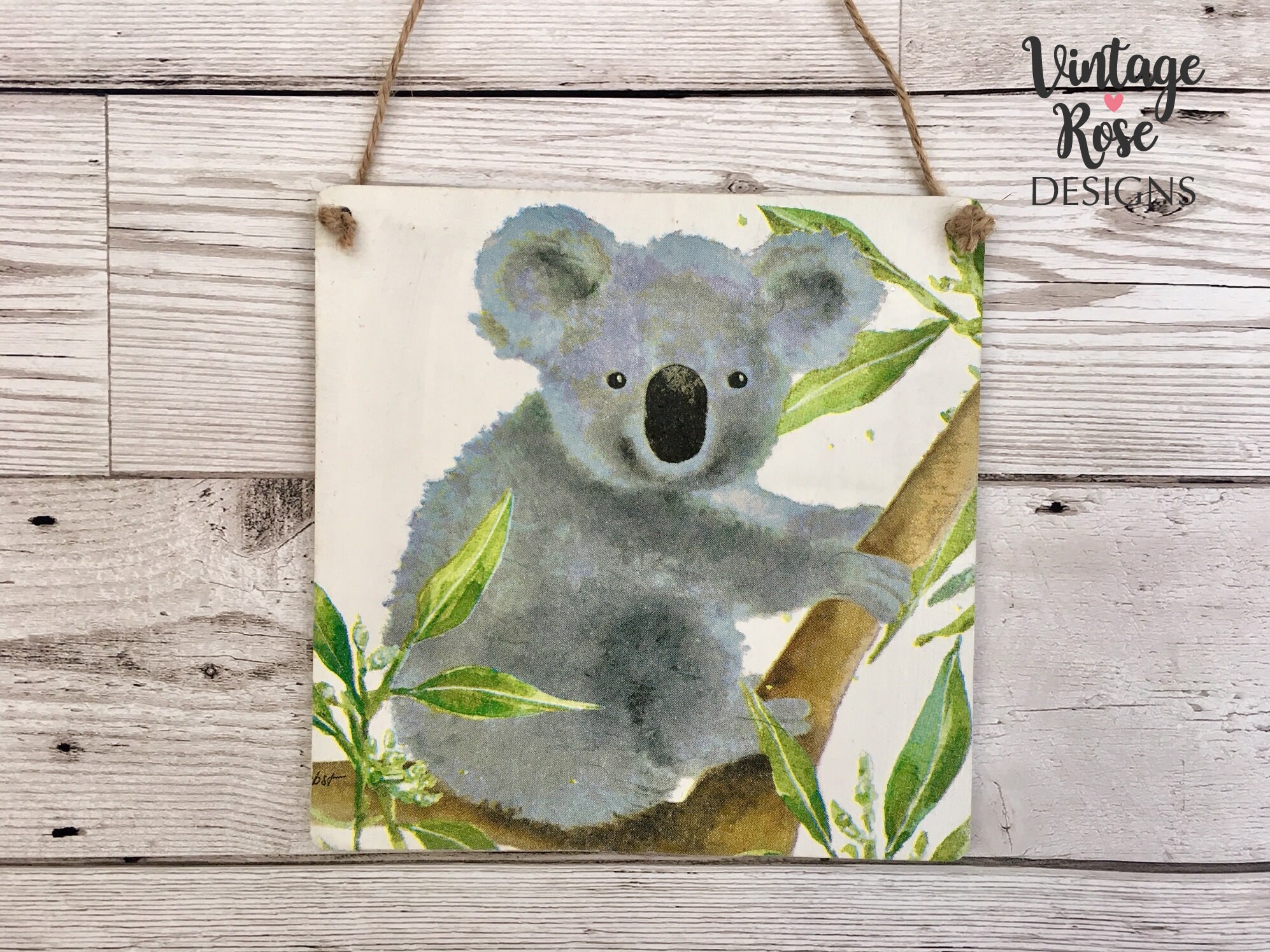 Koala Wall Art Decor Cute Grey Koala Wooden Wall Hanging Etsy