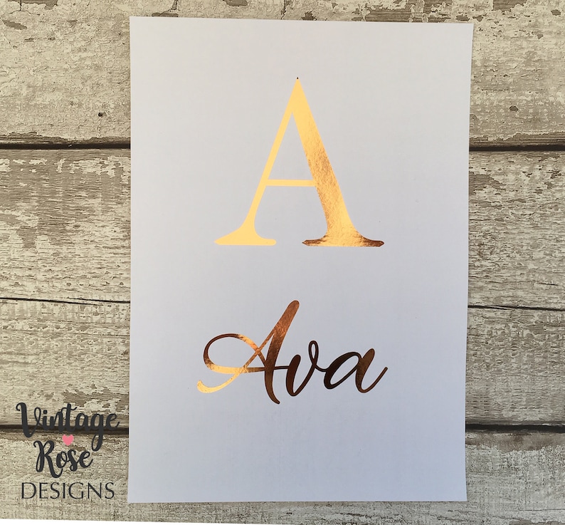 Personalised Name Print Rose Gold Initial Name Wall Print Etsy UK
