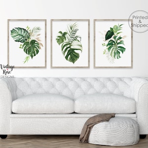Digital Printables, Tropical Leaf Print, Set of 3 Prints, Tropical Leaves, Tropical Wall Art, Green Leaf Print, Green Leaves,