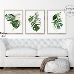 Tropical Leaf Print, Set of 3 Prints, Tropical Leaves, A3 Prints, Tropical Wall Art, Green Leaf Print, Green Leaves, Tropical Theme Decor