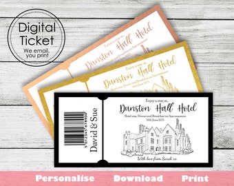 Weekend Getaway Voucher, Printable Ticket, Hotel Stay Voucher, Digital Ticket, Digital Voucher, Experience Gift, Couples Gift, Valentines