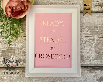Prosecco Wall Art Quote, Gift for Prosecco Lovers, Pink and Gold Foil Print, Kitchen Decor, Prosecco Frame, Prosecco Decoration, New Home