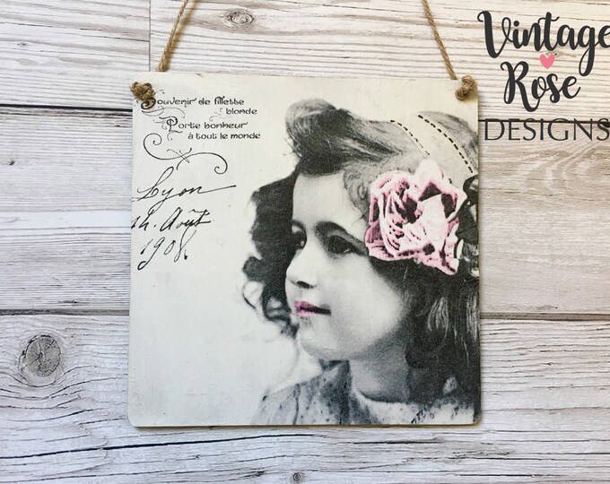 Vintage Shabby Chic Wall Art, Rustic Wooden Wall Art, Romantic Black