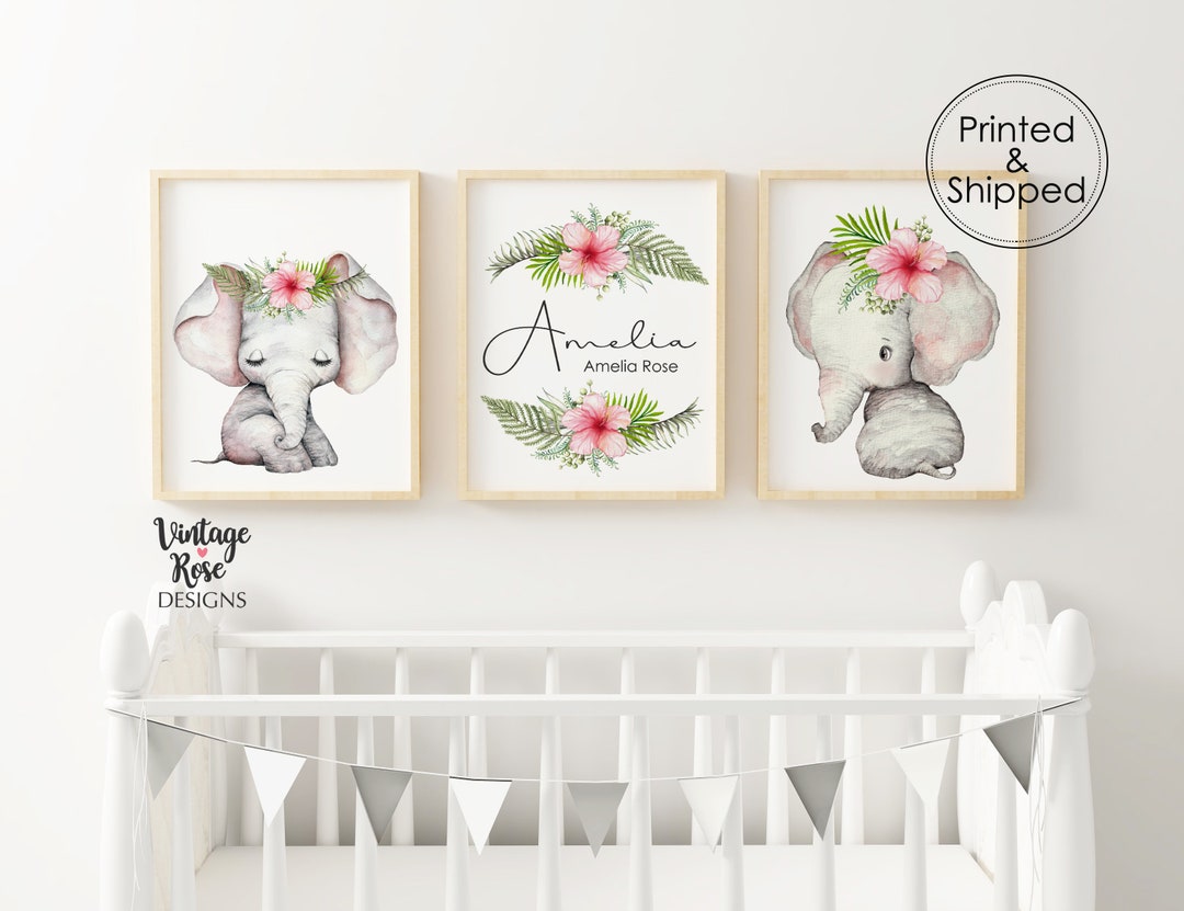 Set of 3 Nursery Printables DIGITAL PRINTS Elephant Decor - Etsy
