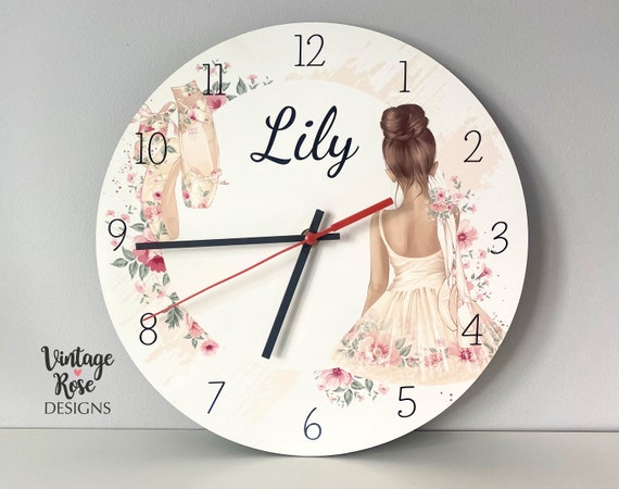 Reloj de pared de los ni os decoraci n de la pared rosa decoraci n del ballet regalo para la ni a bailarina reloj personalizado arte de la pared