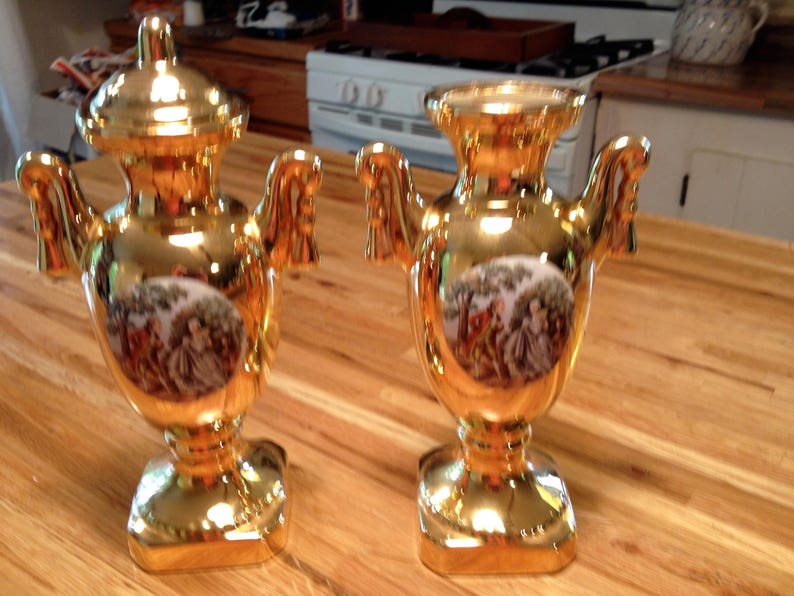 Gold Plated Vase Set22 K Gold Plated Etsy