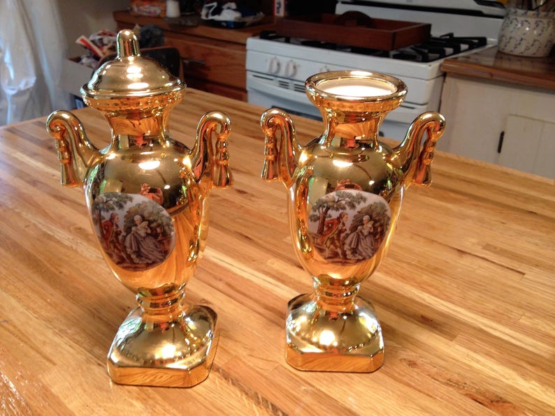 Gold Plated Vase Set22 K Gold Plated Etsy