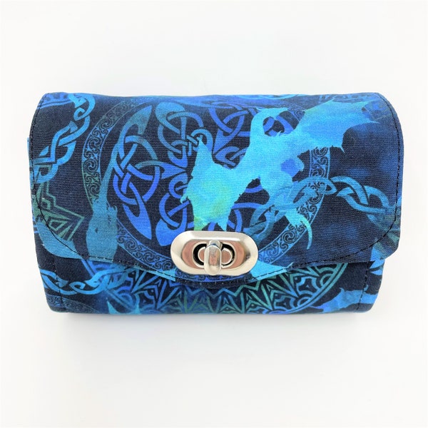 Dragons Mythical Creatures Blue Accordion Wallet | Wallet | Organizer | Wristlet | 5 1/2 x 4