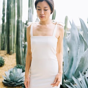 Tied Shoulder Dress in White by TANROH womenswear/ women's fashion/women's clothing/little white dress image 1