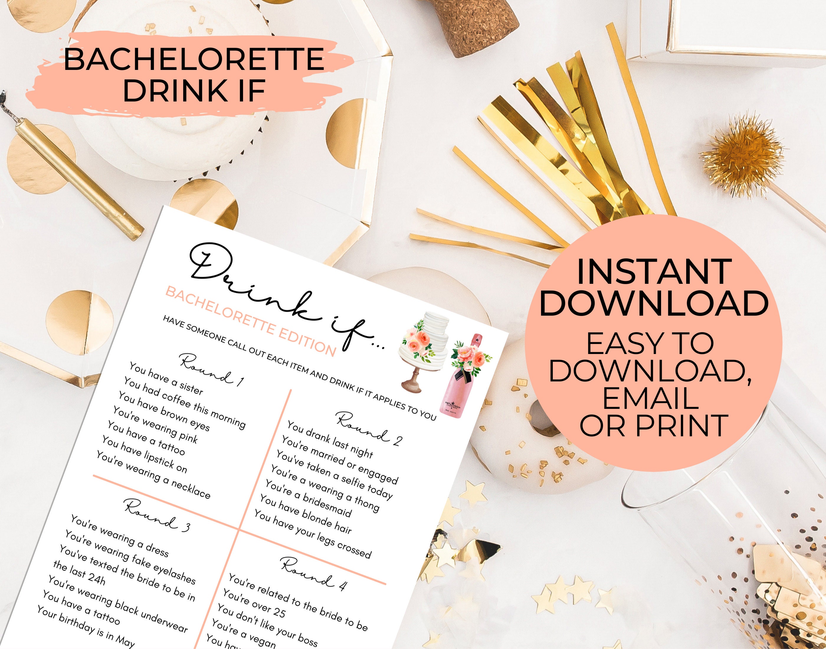 Bachelorette Drinking Game Hen Party Game Hen's Night Etsy UK