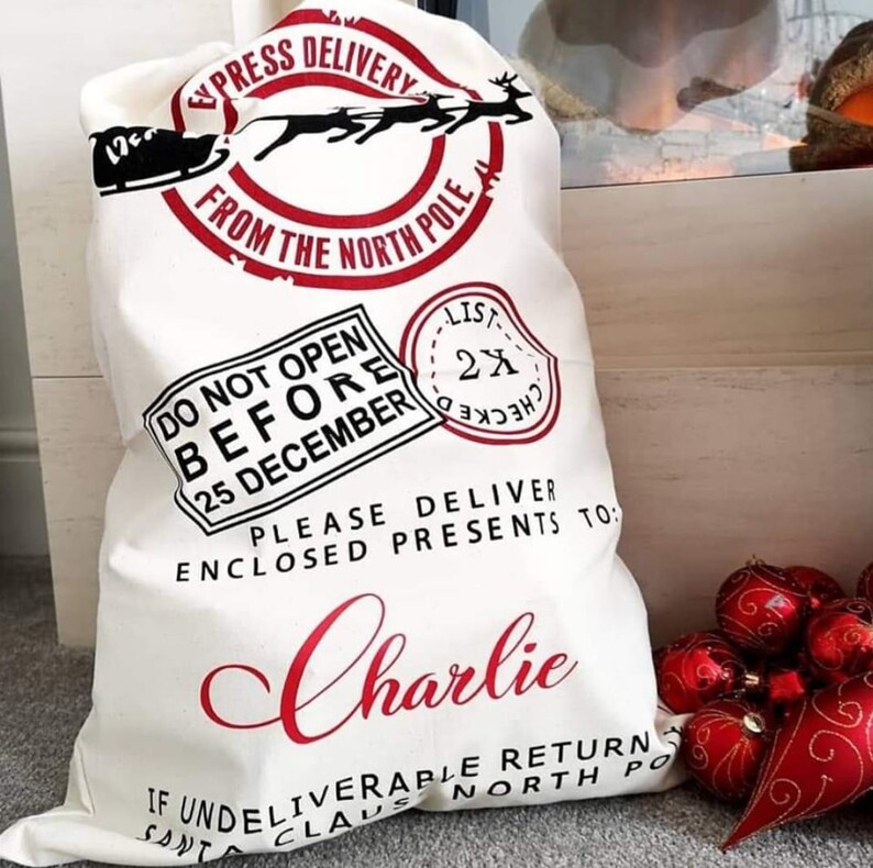Santa Bag Personalised Christmas Gift Bag Christmas Eve Box Santa Delivery Bag Christmas Eve Present Personalised Santa Sack Christmas