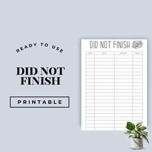 Did Not Finish Tracker Printable, DNF Reading List, Reading Book Log, Planner Reading Tracker, Daily Habit Tracker, Book Tracker Numbered