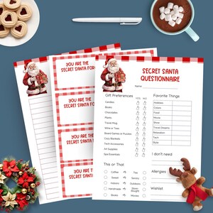 Cuestionario de Papá Noel secreto, Intercambio de regalos de Navidad, Encuesta de Papá Noel secreto, Formulario de regalo de intercambio, Lista de deseos de Navidad, Regalo para compañeros de trabajo