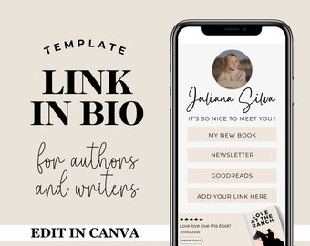 Minimalist Instagram Links Template For Author, Link in Bio Template, Tiktok Bio Link Page, Canva Website, Social Media Landing Page