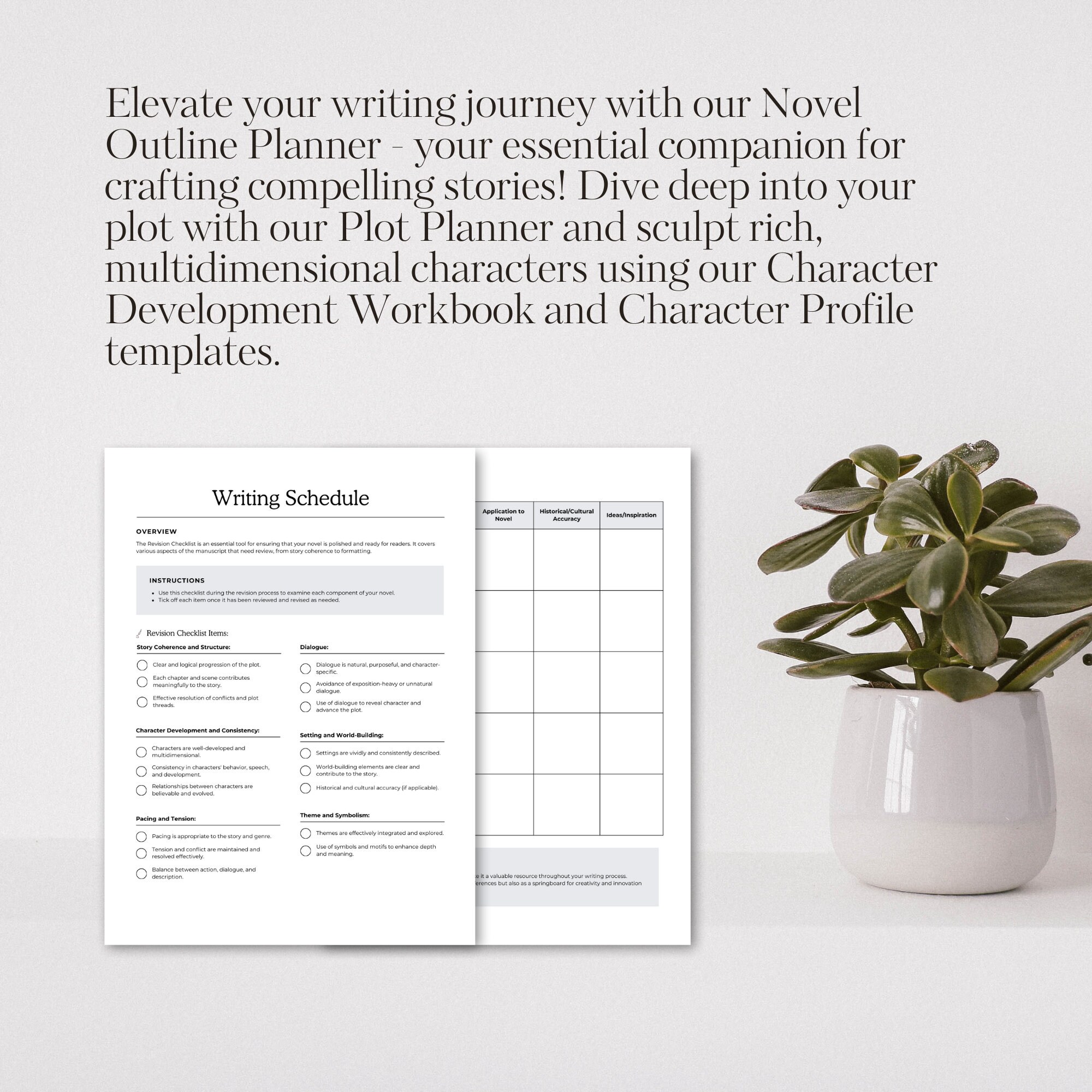 Novel Outline Planner, Plot Planner, Character Development Workbook ...
