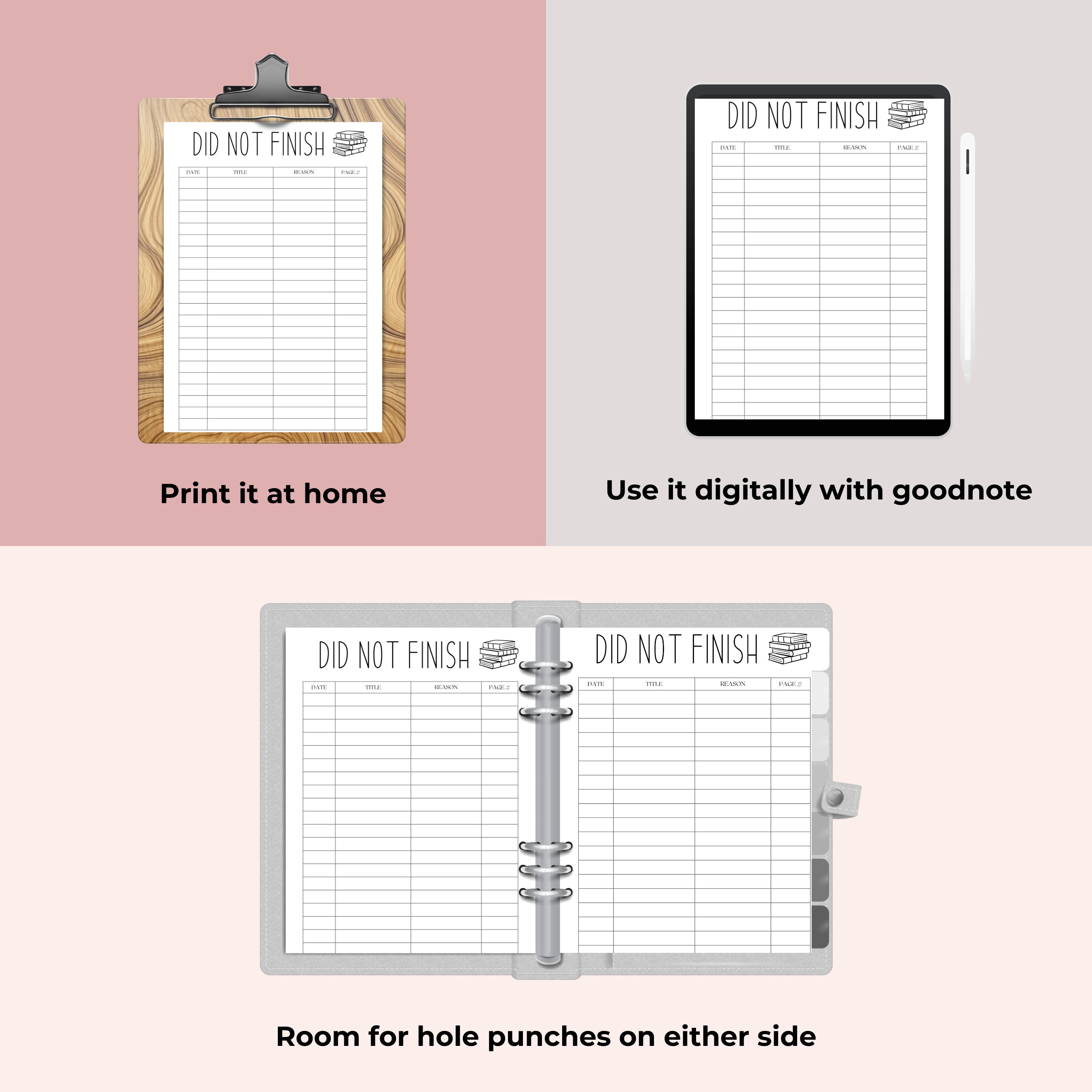 Did Not Finish Tracker Printable, DNF Reading List, Reading Book Log ...