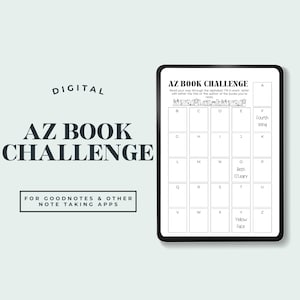 Reading Challenge For Bookworm, Library Tracker for Goodnotes, Alphabet Book Challenge, Digital Reading Journal, Reading Planner for iPad