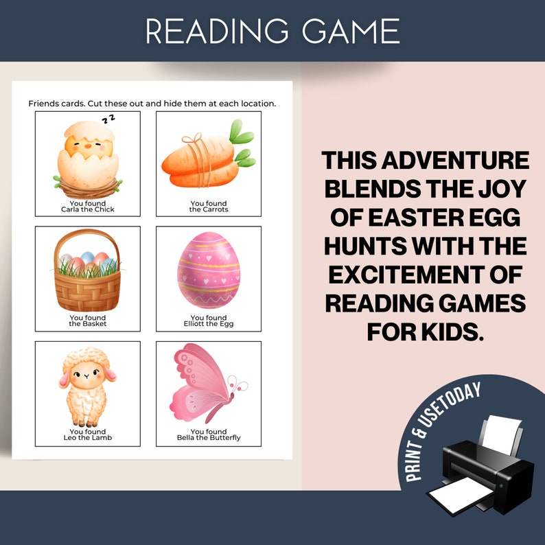 Reading Games For Kids, Easter Scavenger Hunt, Kids Treasure Hunt, Game For 4-6 Years Old, Easter Egg Hunt Sign, Hide And Seek, I Spy Game image 4