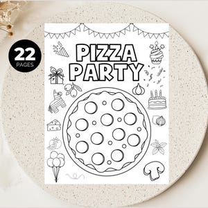 Pizza Birthday Party Games, Kids Pizza Party Favors, Pizza Coloring Pages, Pizza Party Decor, Word Search For Kids, Family Pizza Night